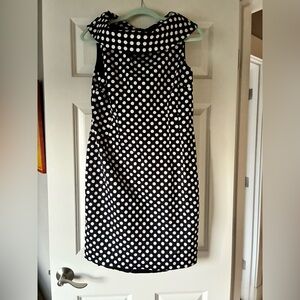 Tahari ASL Black and White Polka Dot Dress
